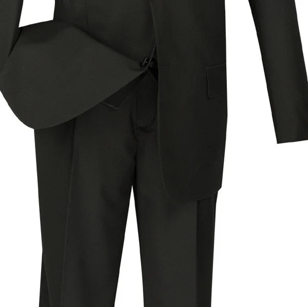 Vinci 3pc Regular Fit Tuxedo w/Matching Bow tie & Adjustable Waistband (Black)