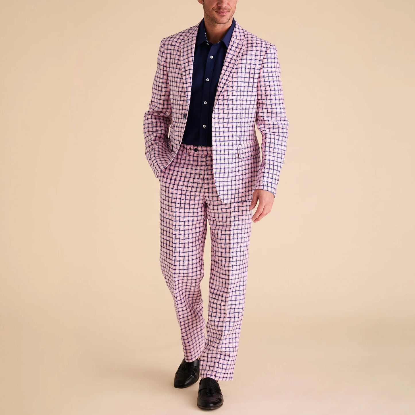 Inserch Houndstooth Linen Blazer