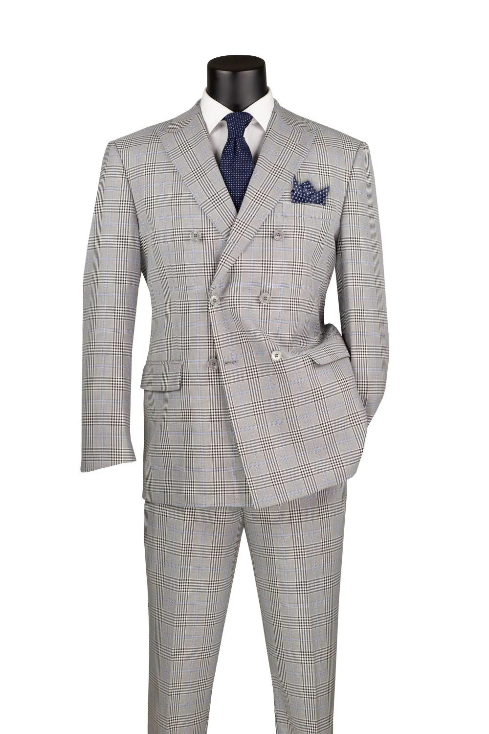 Vinci Classic Fit Executive Double Breasted Suit (Gray)