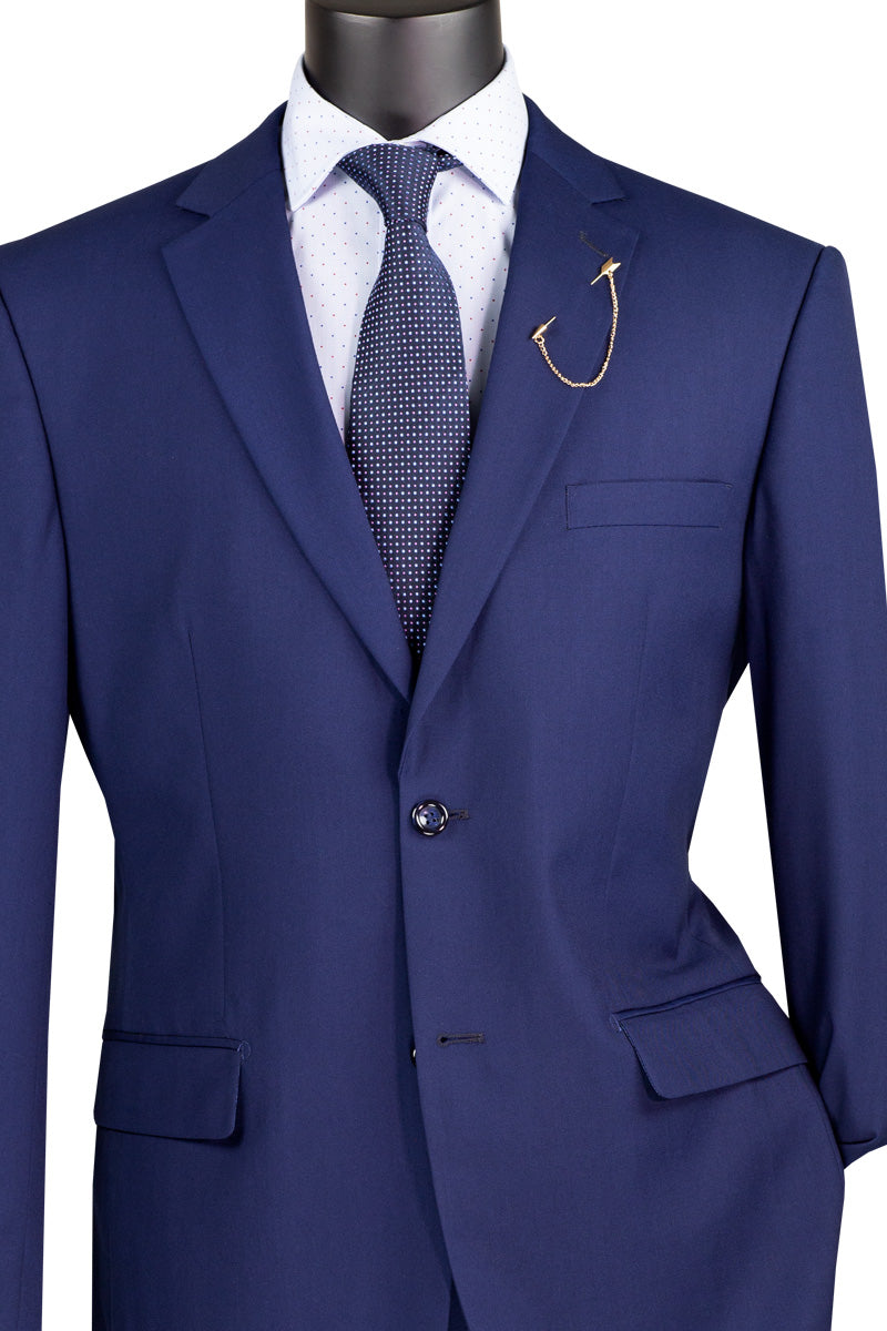 Vinci Executive 2pc Notch Lapel Regular Fit with 2″ Adjustable Waist Band Suit (Patriot Blue)