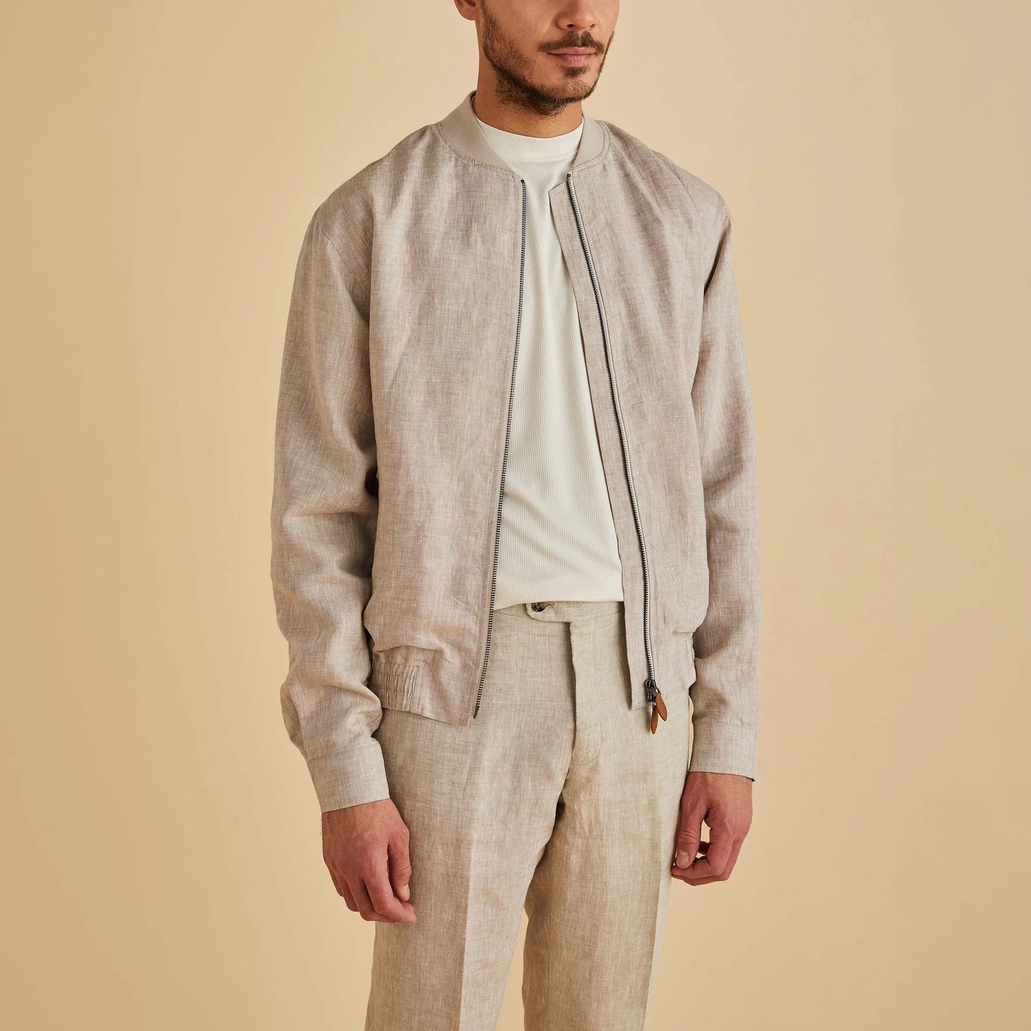 Inserch Linen Bomber Jacket