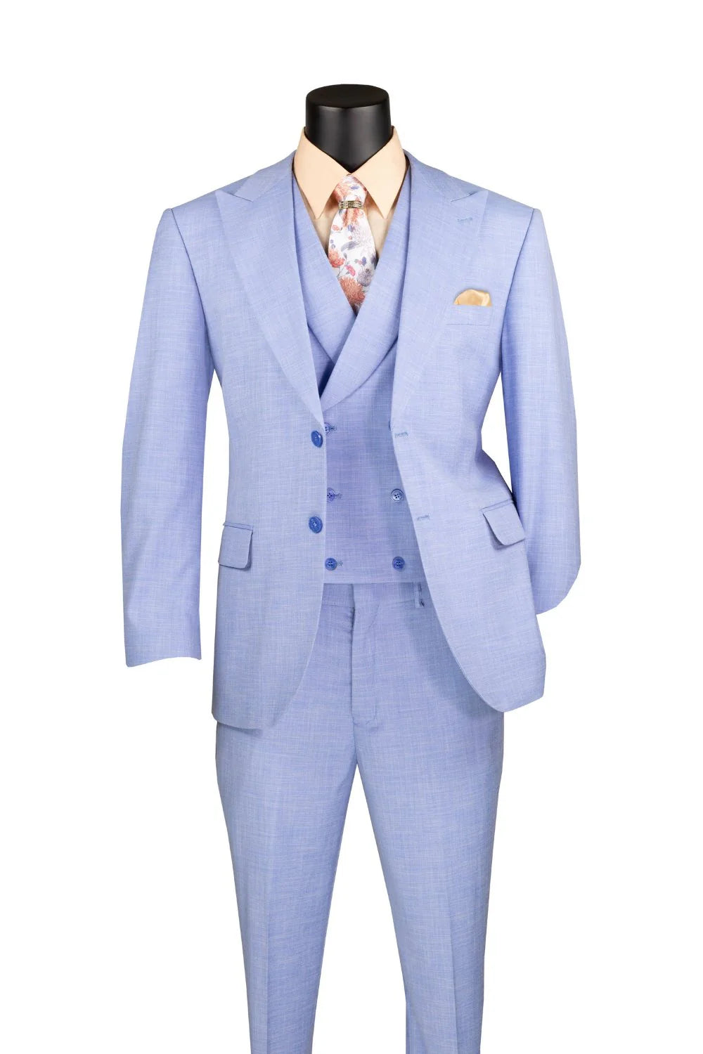 Vinci Modern Fit 3pc Stretch Suit (Light Blue)