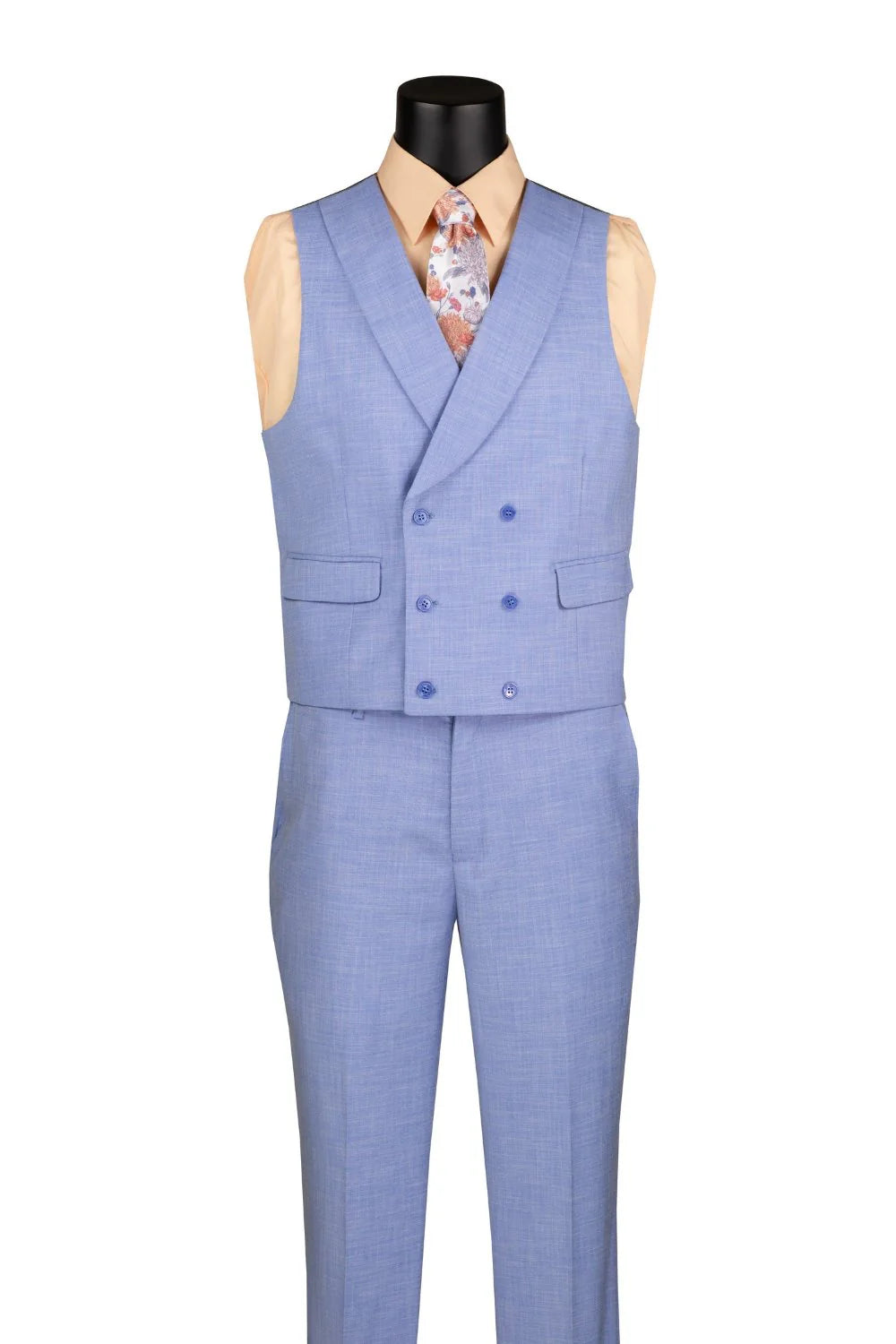 Vinci Modern Fit 3pc Stretch Suit (Light Blue)