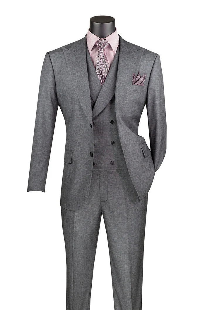 Vinci Modern Fit 3pc Stretch Suit (Charcoal)