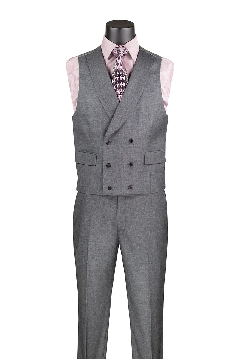 Vinci Modern Fit 3pc Stretch Suit (Charcoal)