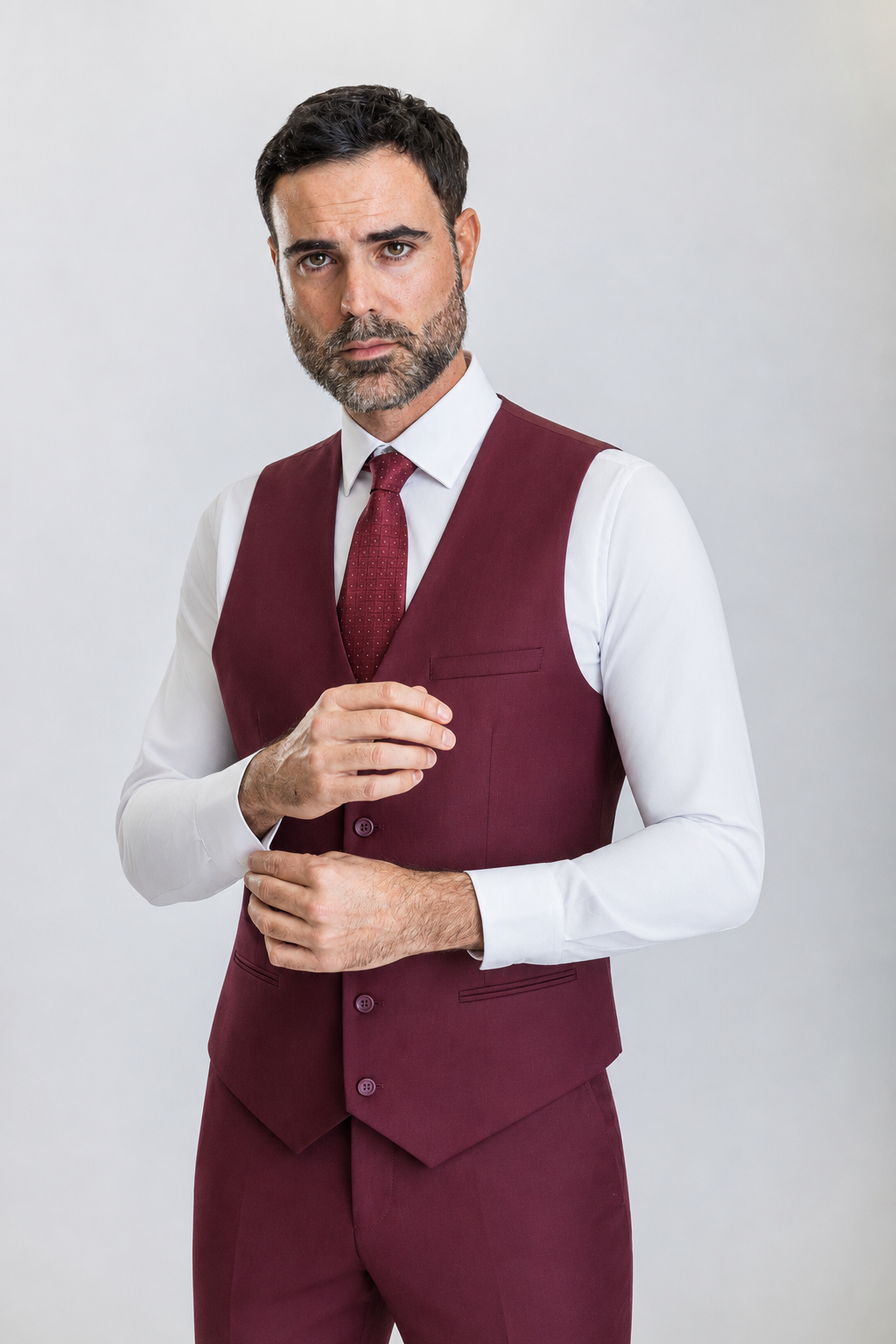 Caravelli 3pc Regular Fit Suit (Burgundy)