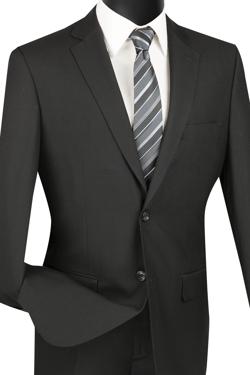 Vinci 2pc Slim Fit Single Breasted 2 button Suit (Black)