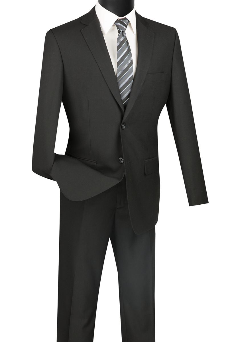 Vinci 2pc Slim Fit Single Breasted 2 button Suit (Black)