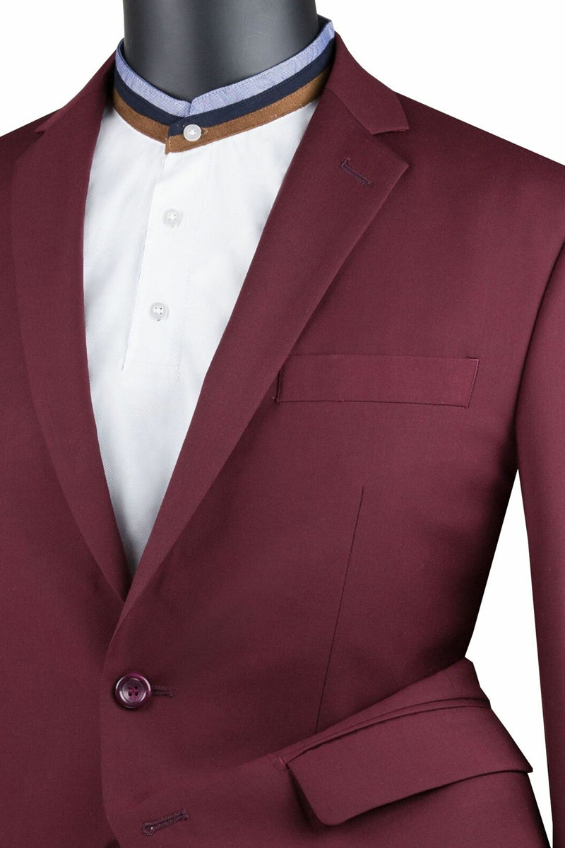 Vinci 2pc Slim Fit Single Breasted 2 button Suit (Burgundy)