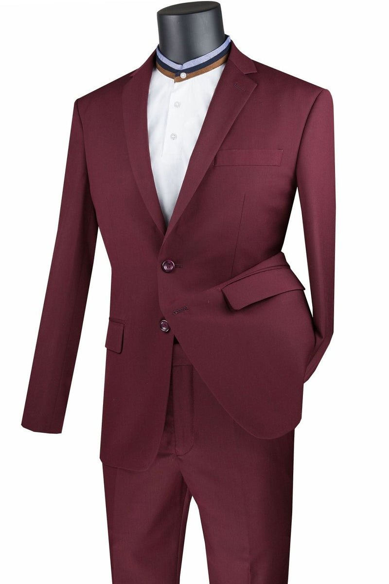 Vinci 2pc Slim Fit Single Breasted 2 button Suit (Burgundy)