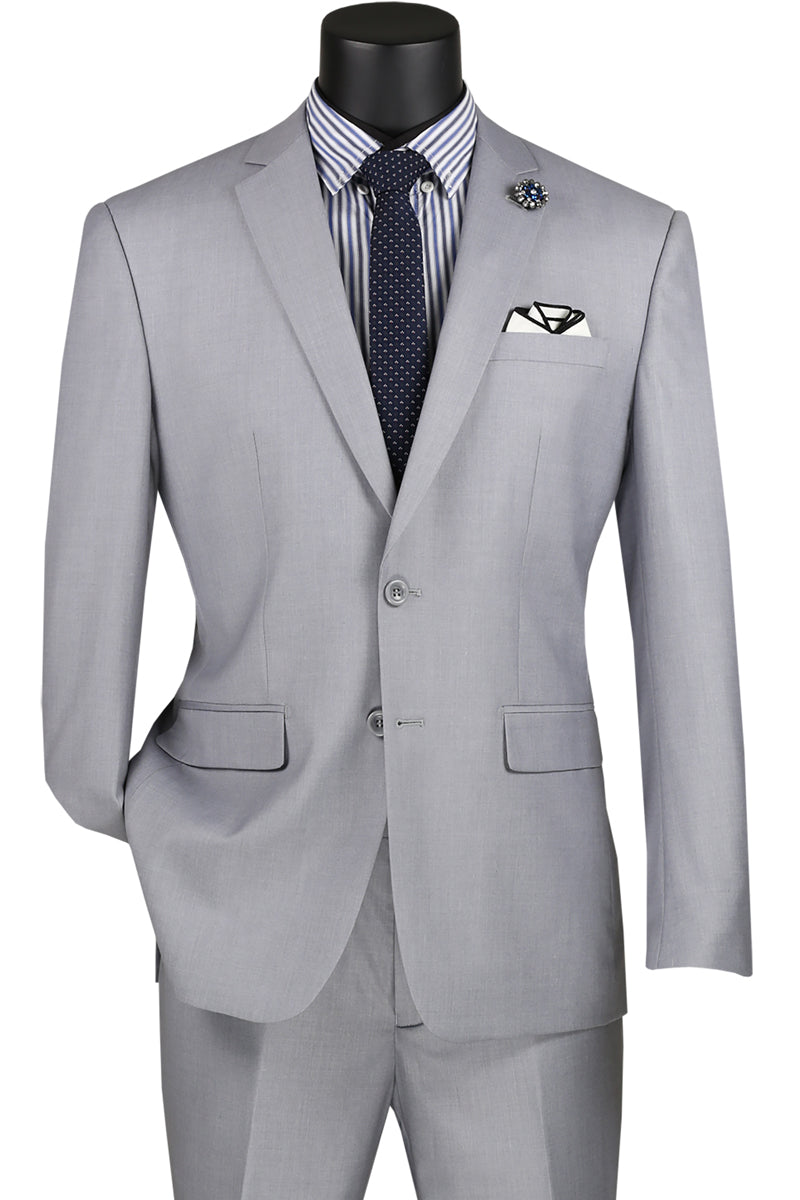 Vinci 2pc Slim Fit Single Breasted 2 button Suit (Light Gray)