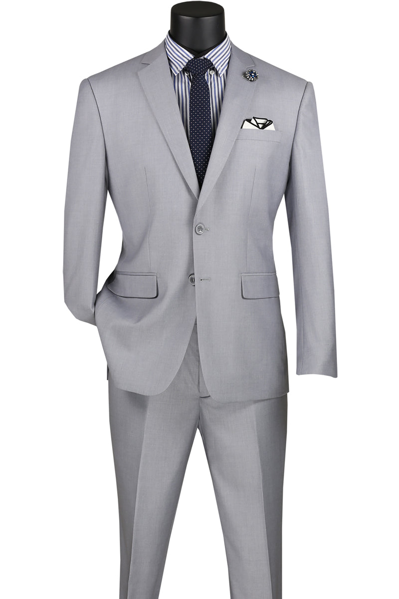 Vinci 2pc Slim Fit Single Breasted 2 button Suit (Light Gray)