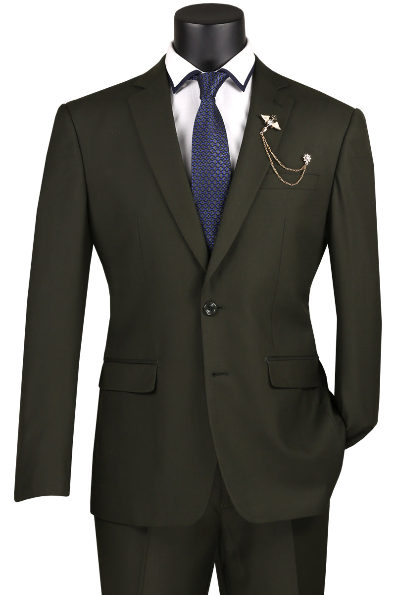 Vinci 2pc Slim Fit Single Breasted 2 button Suit (Olive)
