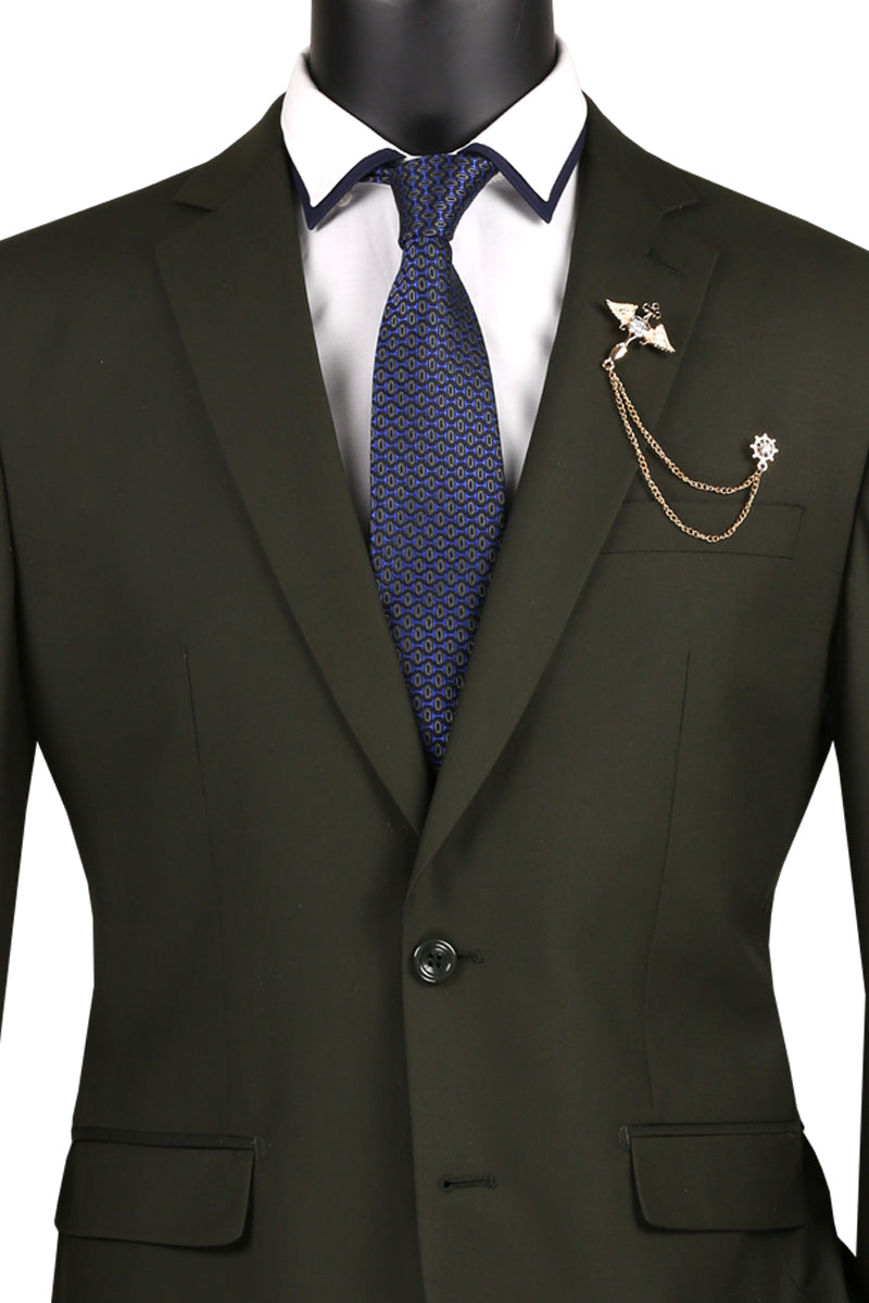 Vinci 2pc Slim Fit Single Breasted 2 button Suit (Olive)