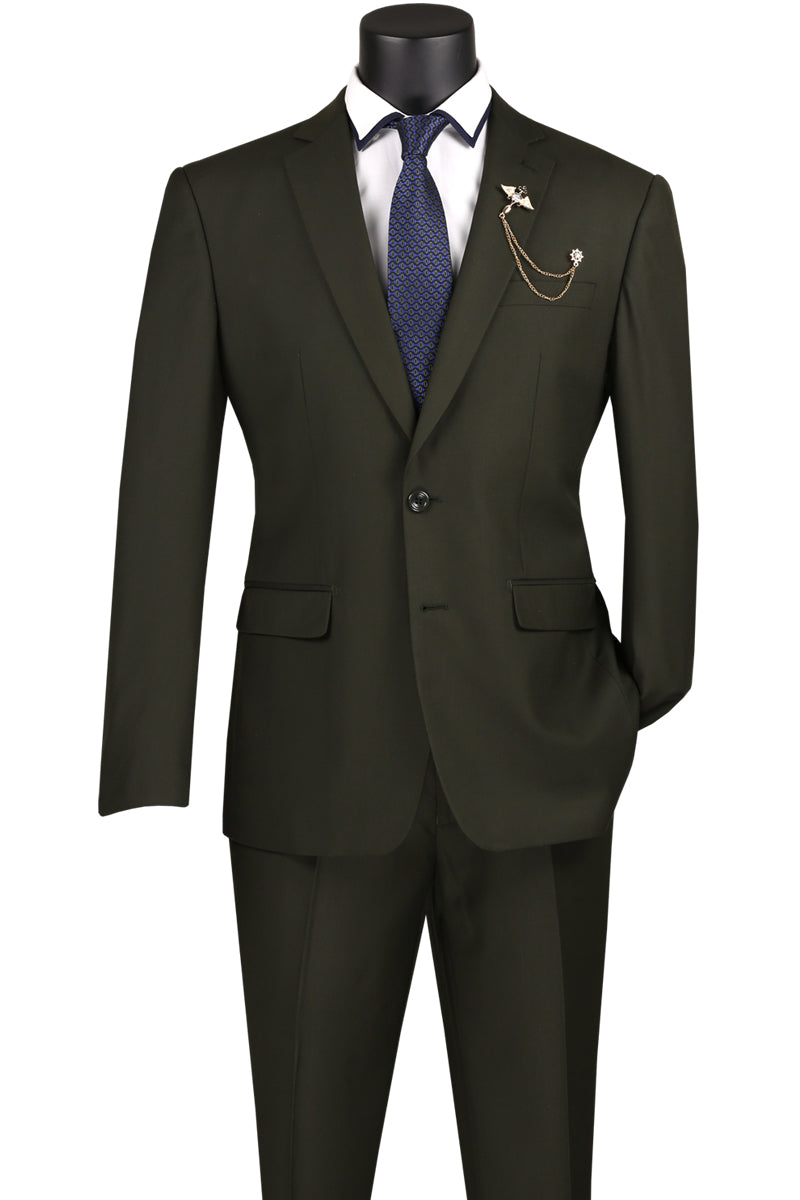 Vinci 2pc Slim Fit Single Breasted 2 button Suit (Olive)
