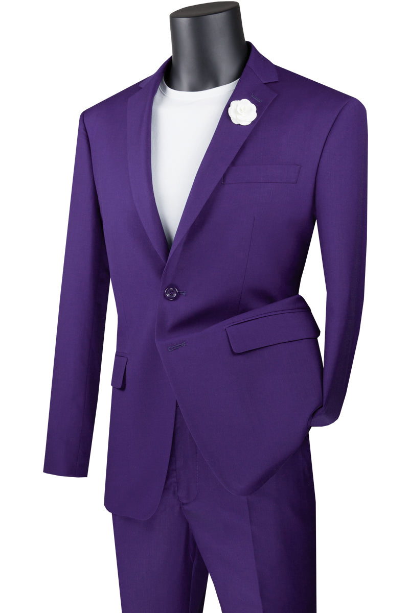 Vinci 2pc Slim Fit Single Breasted 2 button Suit (Purple)