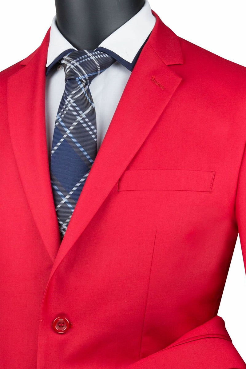 Vinci 2pc Slim Fit Single Breasted 2 button Suit (Red)