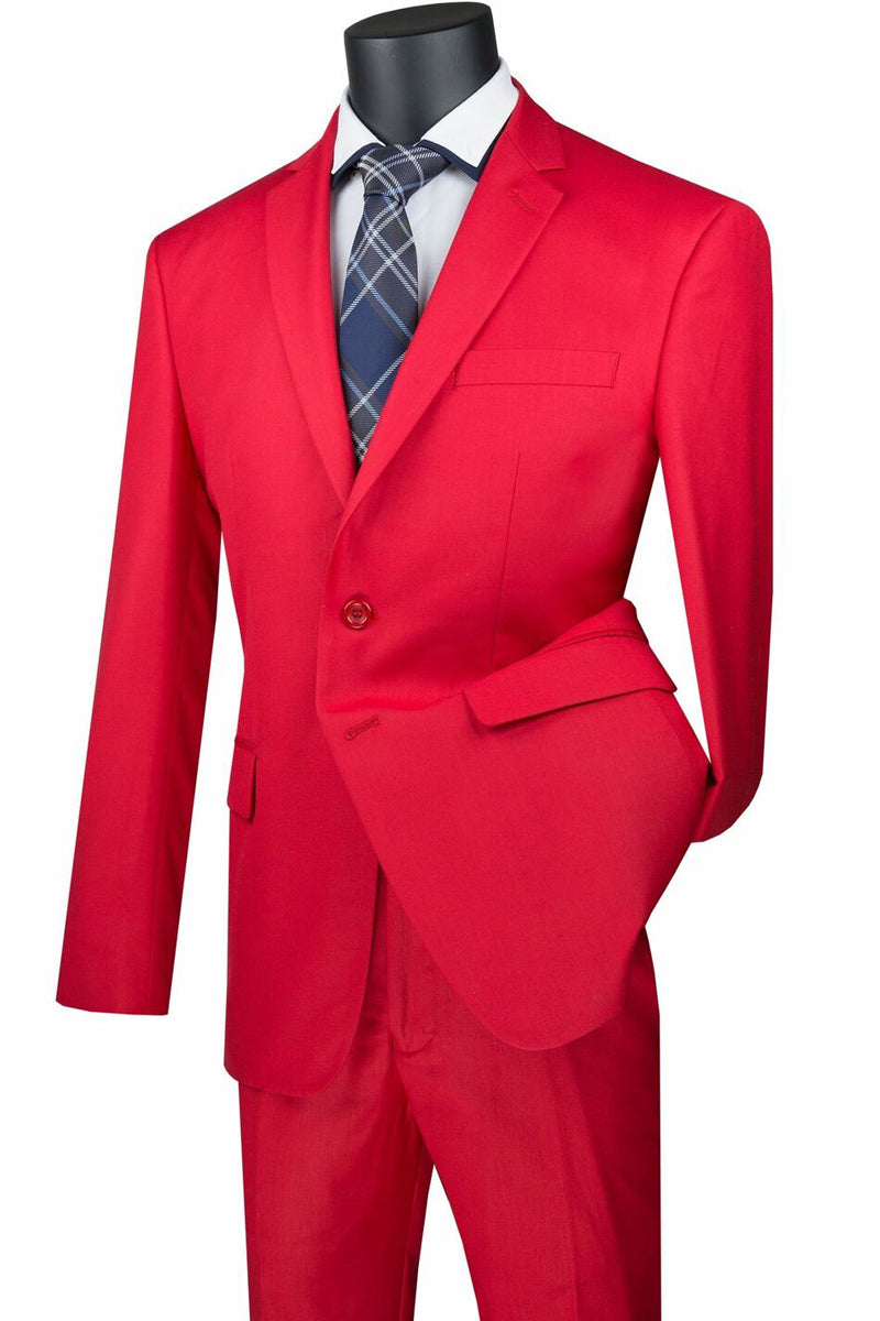 Vinci 2pc Slim Fit Single Breasted 2 button Suit (Red)