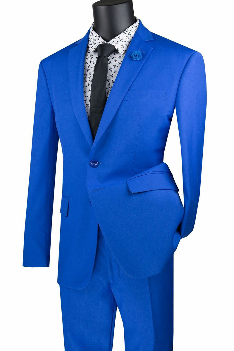 Vinci 2pc Slim Fit Single Breasted 2 button Suit (Royal)