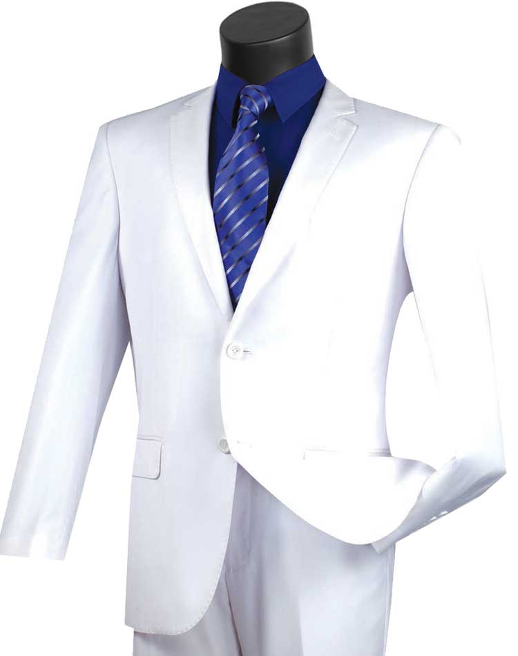 Vinci 2pc Slim Fit Single Breasted 2 button Suit (White)