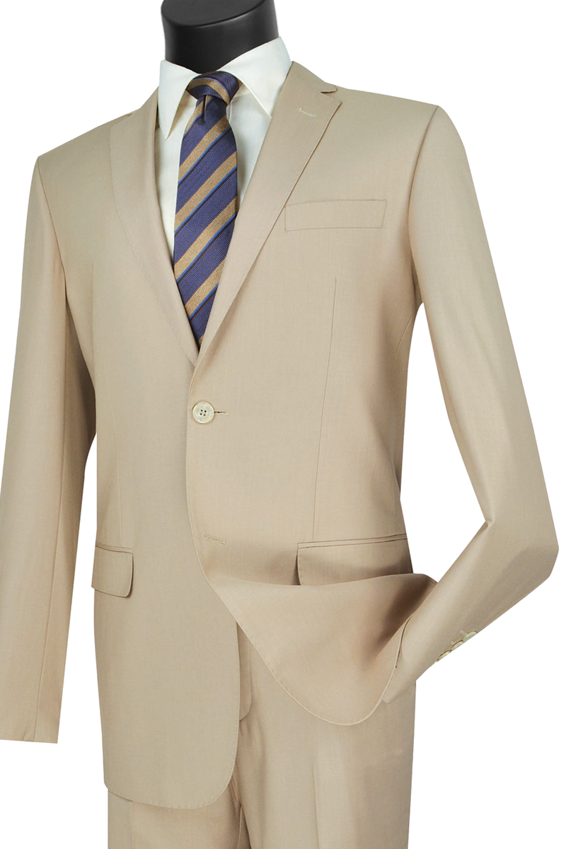 Vinci 2pc Slim Fit Single Breasted 2 button Suit (Light Beige)
