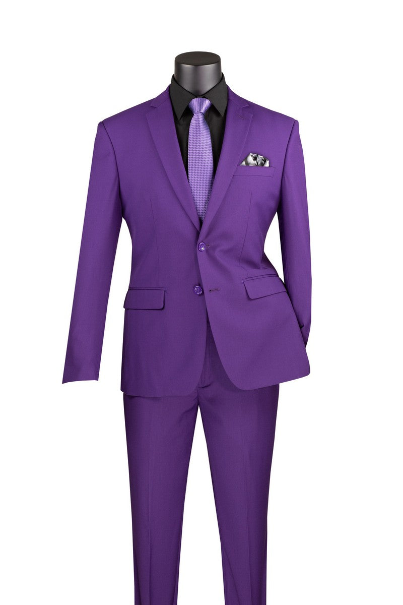 Vinci 2pc Slim Fit Single Breasted 2 button Suit (Purple)