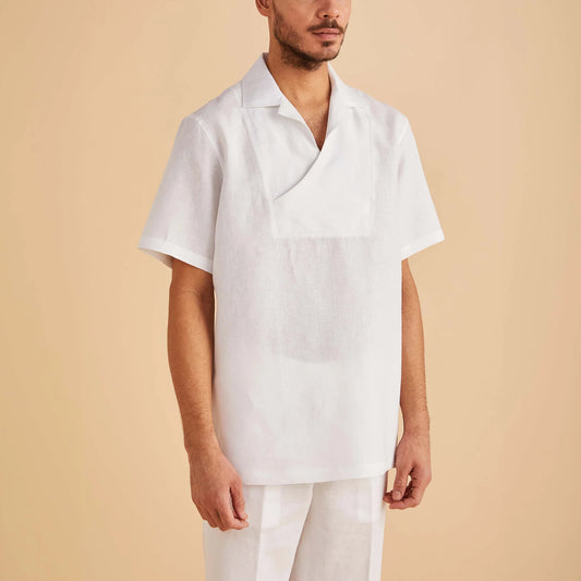 Inserch Short Sleeve Linen Pull Over Shirt