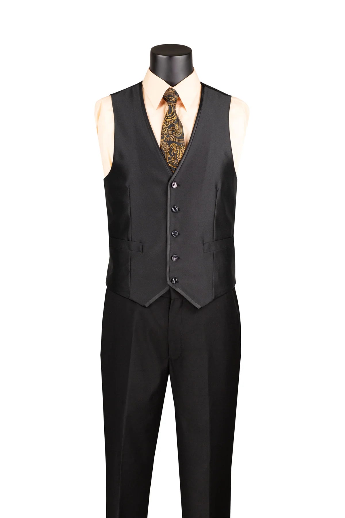 Vinci 3pc Slim Fit Satin Suit (Black)