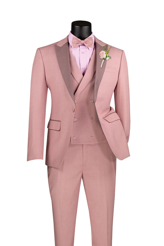 Vinci 3pc Slim Fit Suit (Mauve)