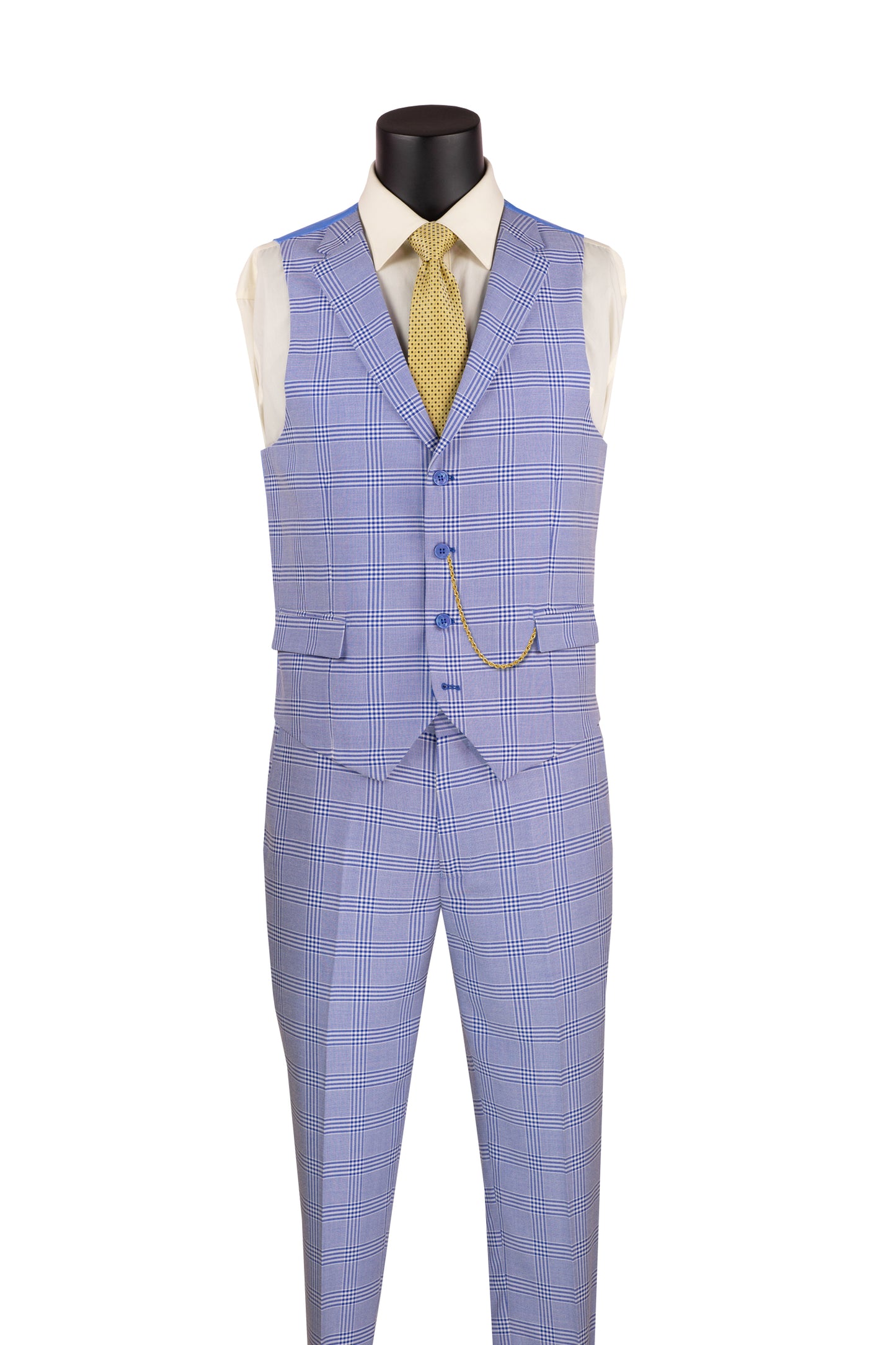 Vinci 3pc Slim Fit w/Stretch Arm Hole Suit (Sky Blue)