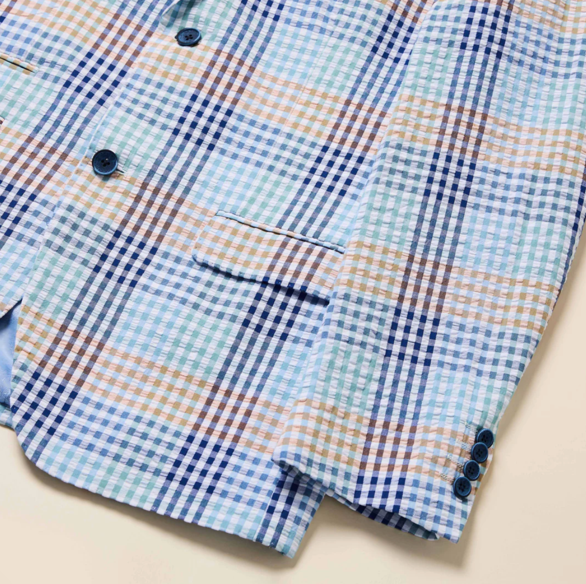 Inserch Cotton Seersucker Check Blazer