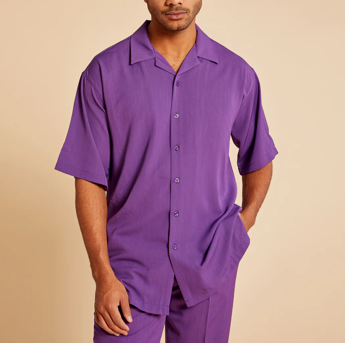 Inserch Crepe Camp Collar Shirt (Plum)