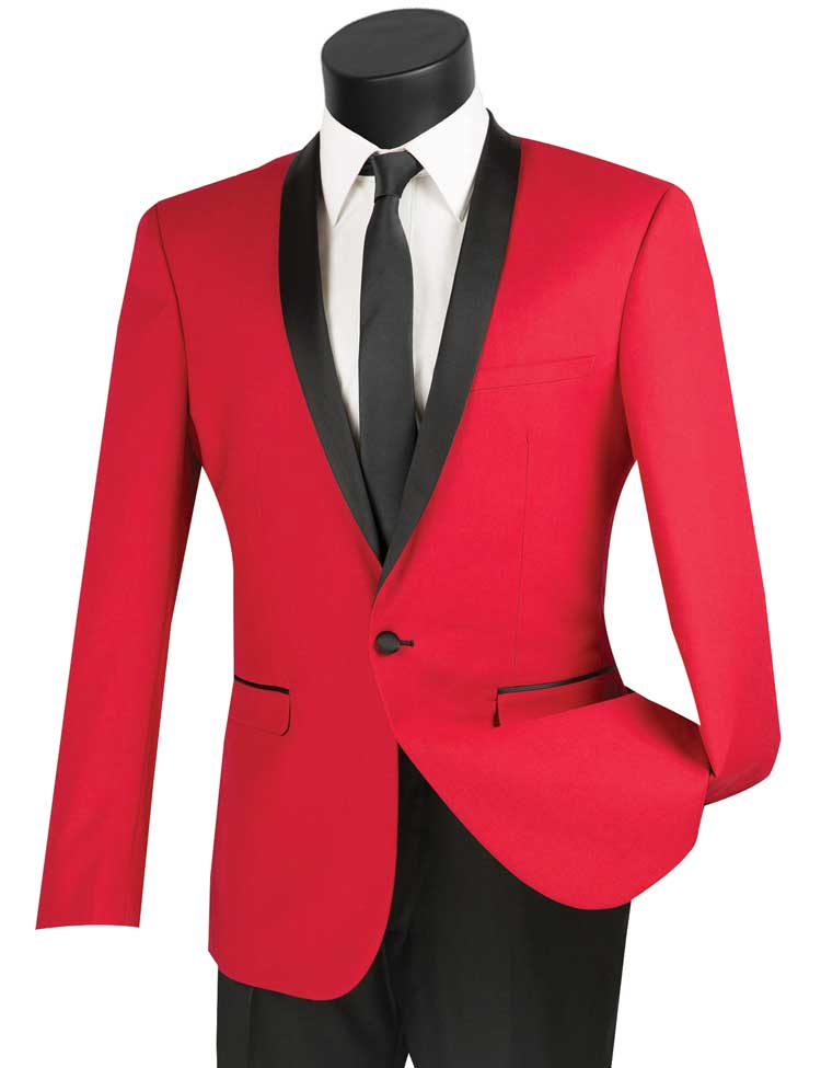 Vinci 2pc Slim Fit Narrow Shawl Lapel Tuxedo (Red)