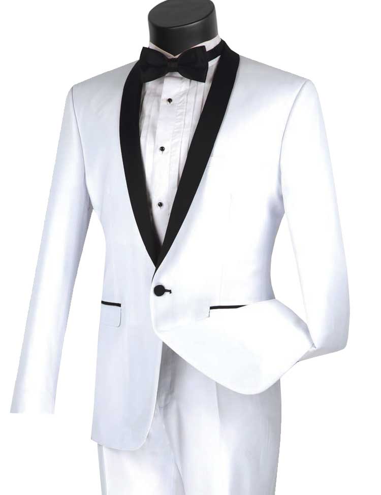 Vinci 2pc Slim Fit Narrow Shawl Lapel Tuxedo (White)