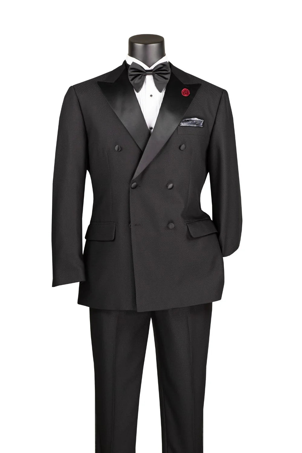 Vinci Double Breasted Modern Fit 2pc Tuxedo (Black)
