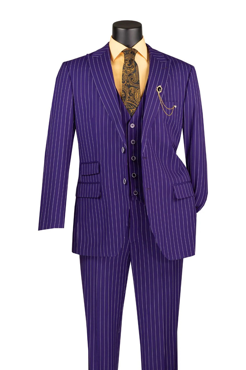 Vinci 3pc Gangster Stripe Suit (Purple)
