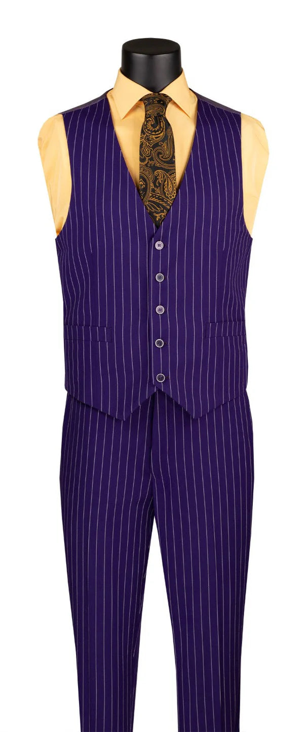 Vinci 3pc Gangster Stripe Suit (Purple)