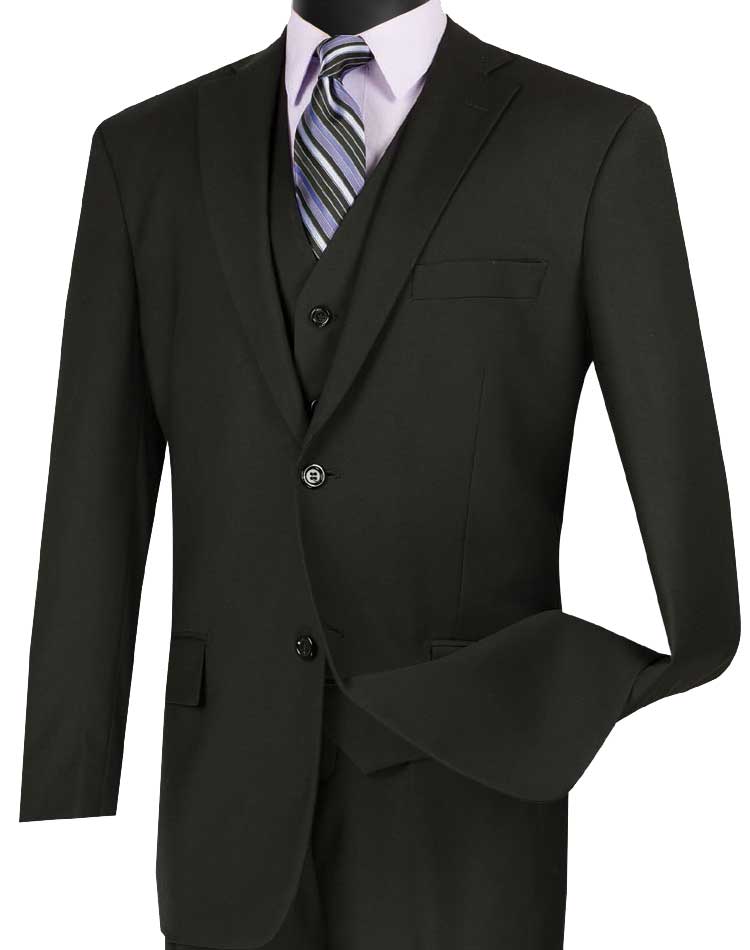 Vinci Classic Fit 3pc Suit (Black)