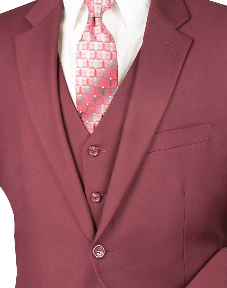 Vinci Classic Fit 3pc Suit (Maroon)