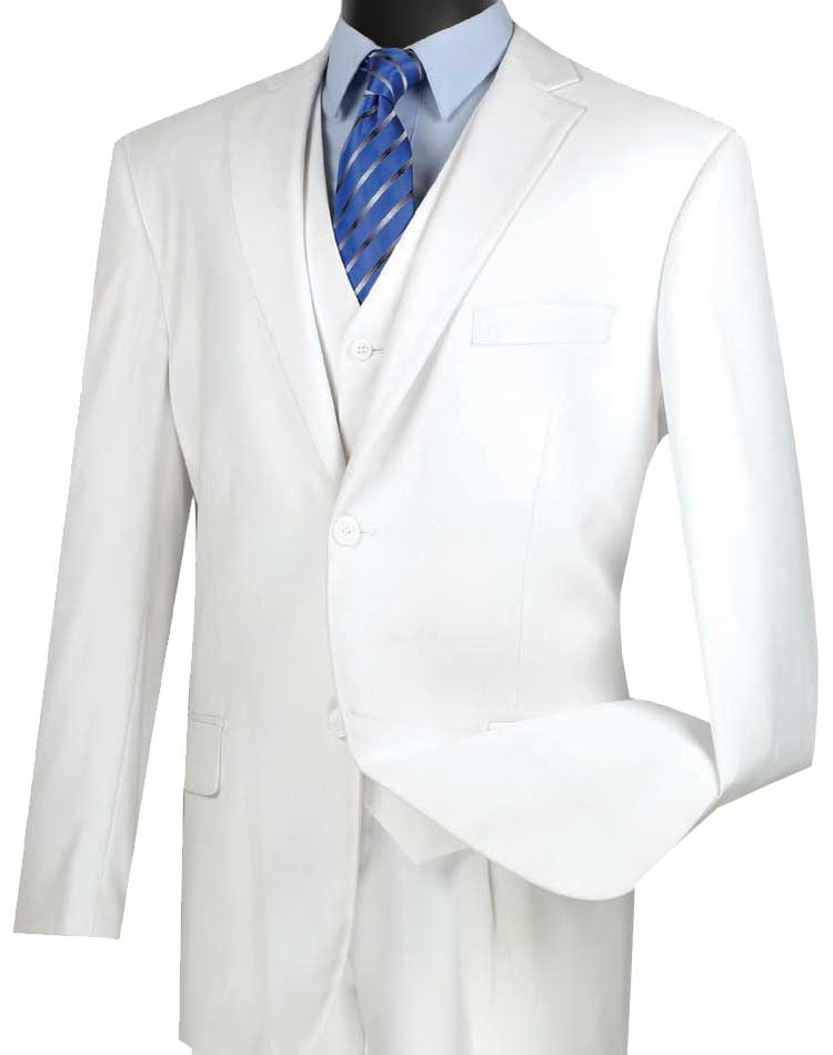 Vinci Classic Fit 3pc Suit (White)