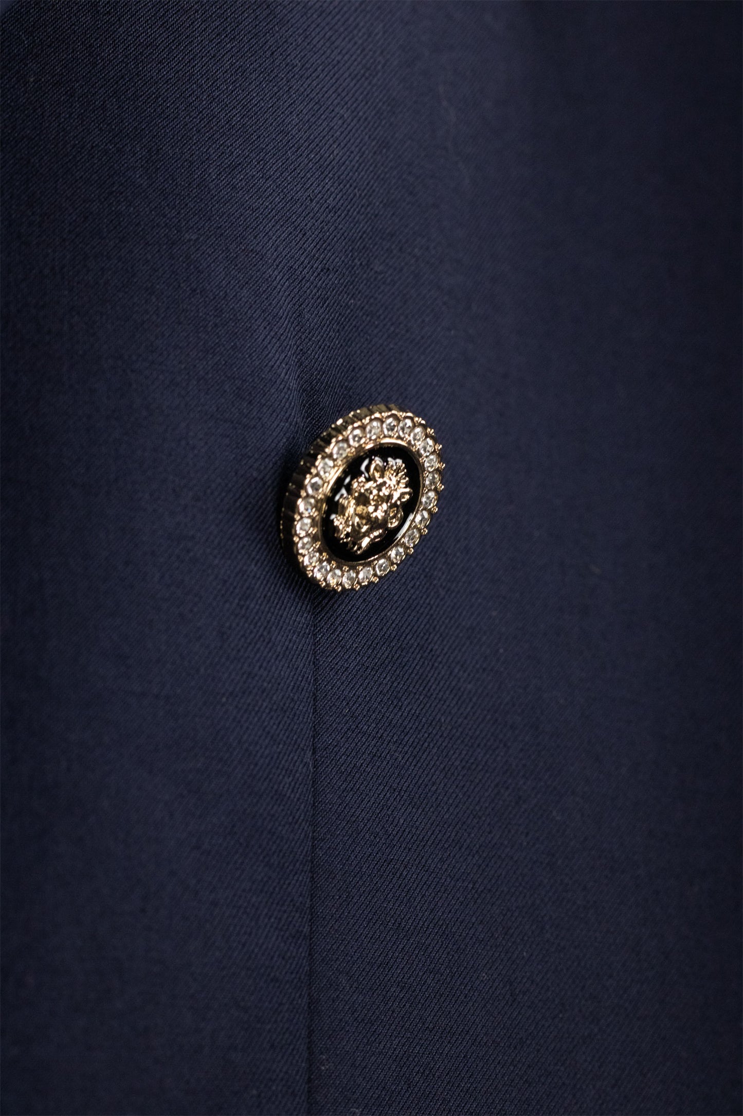 Vinci Modern Fit Double Breasted Satin Lapel Blazer (Navy)