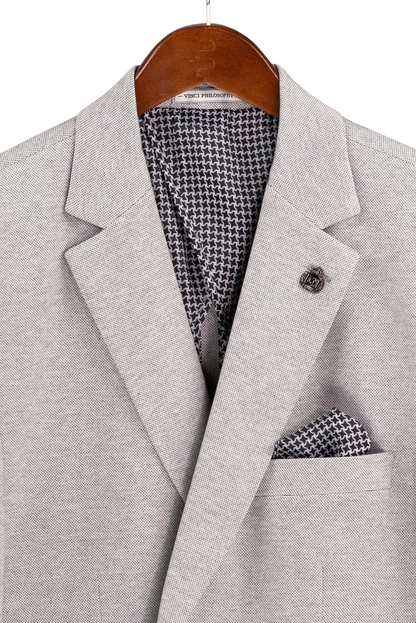 Vinci Regular Fit Textured Weave Blazer (Light Gray)