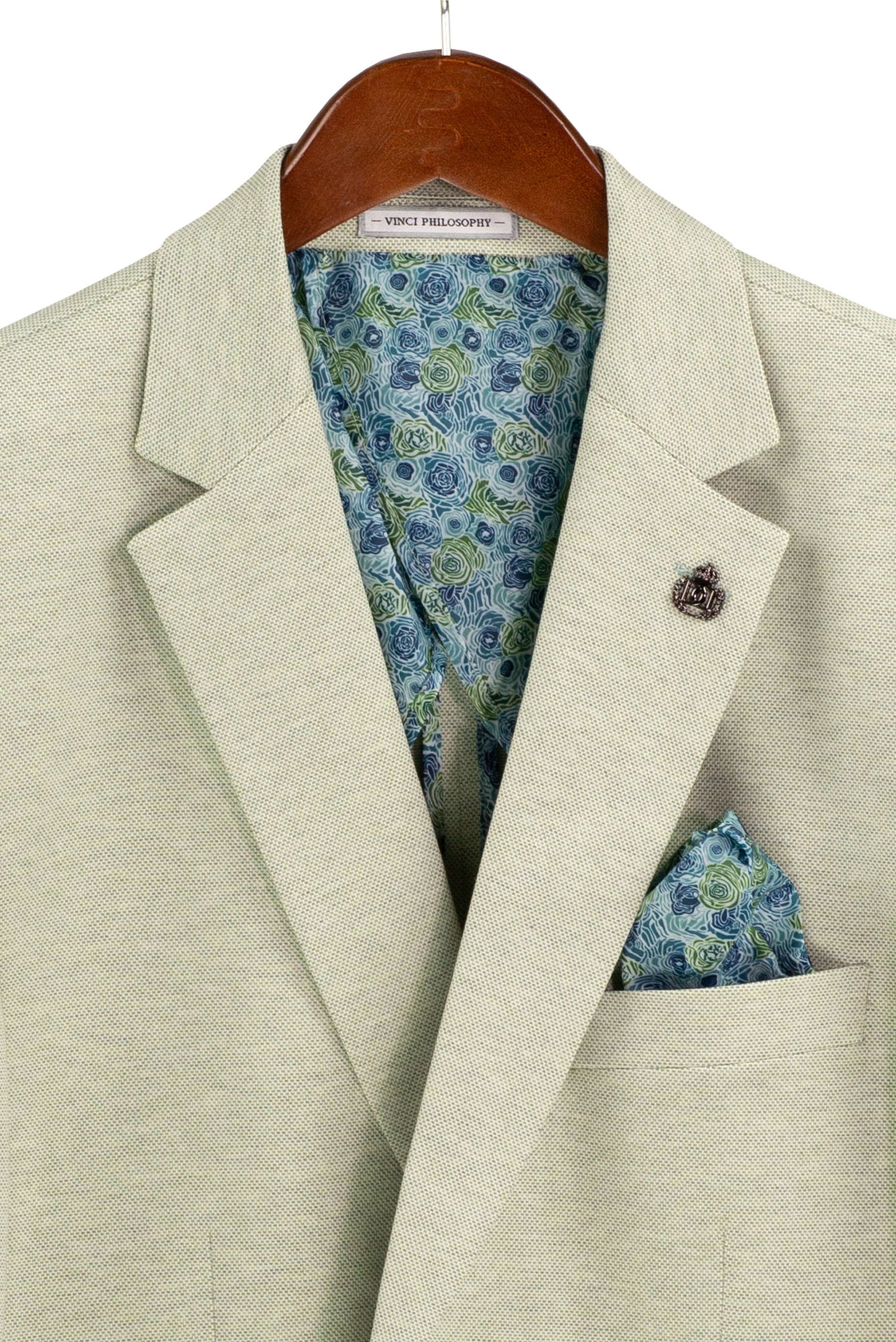Vinci Regular Fit Textured Weave Blazer (Light Green)