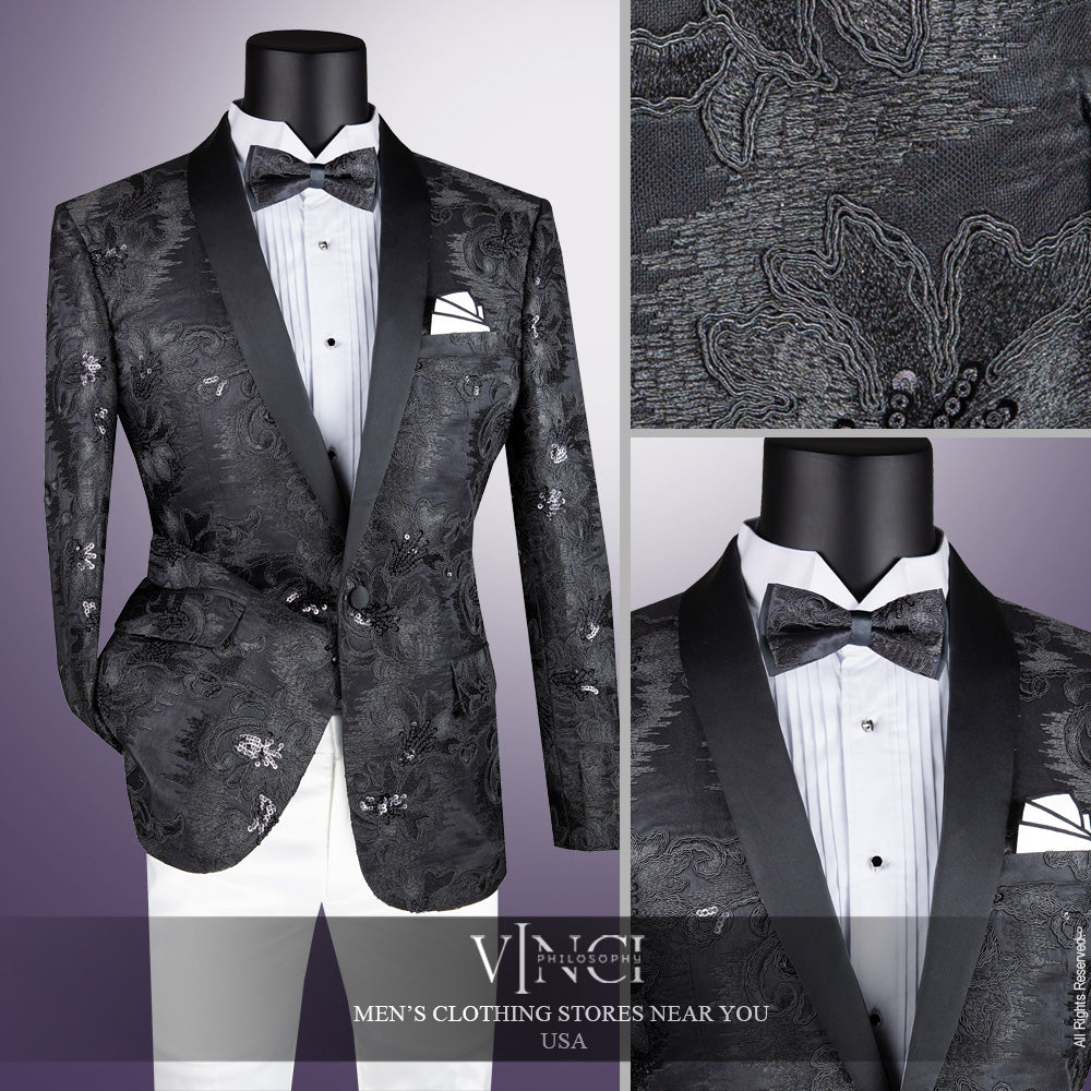 Vinci Slim Fit Fashion Jacket w/Matching Bow Tie