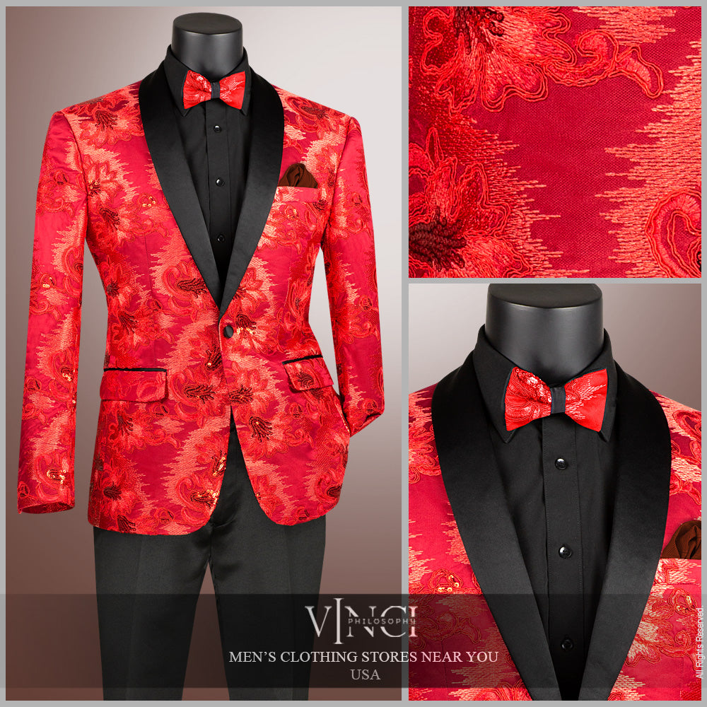 Vinci Slim Fit Fashion Jacket w/Matching Bow Tie