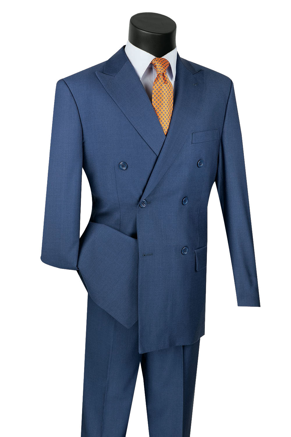 Vinci Classic Fit Double Breasted Suit w/Adjustable Waistband (Blue)
