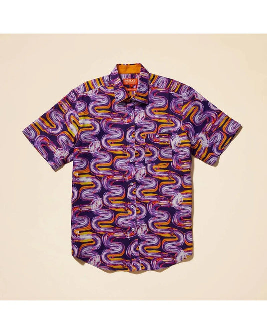 Inserch Short Sleeve Optic Wave Linen Shirt