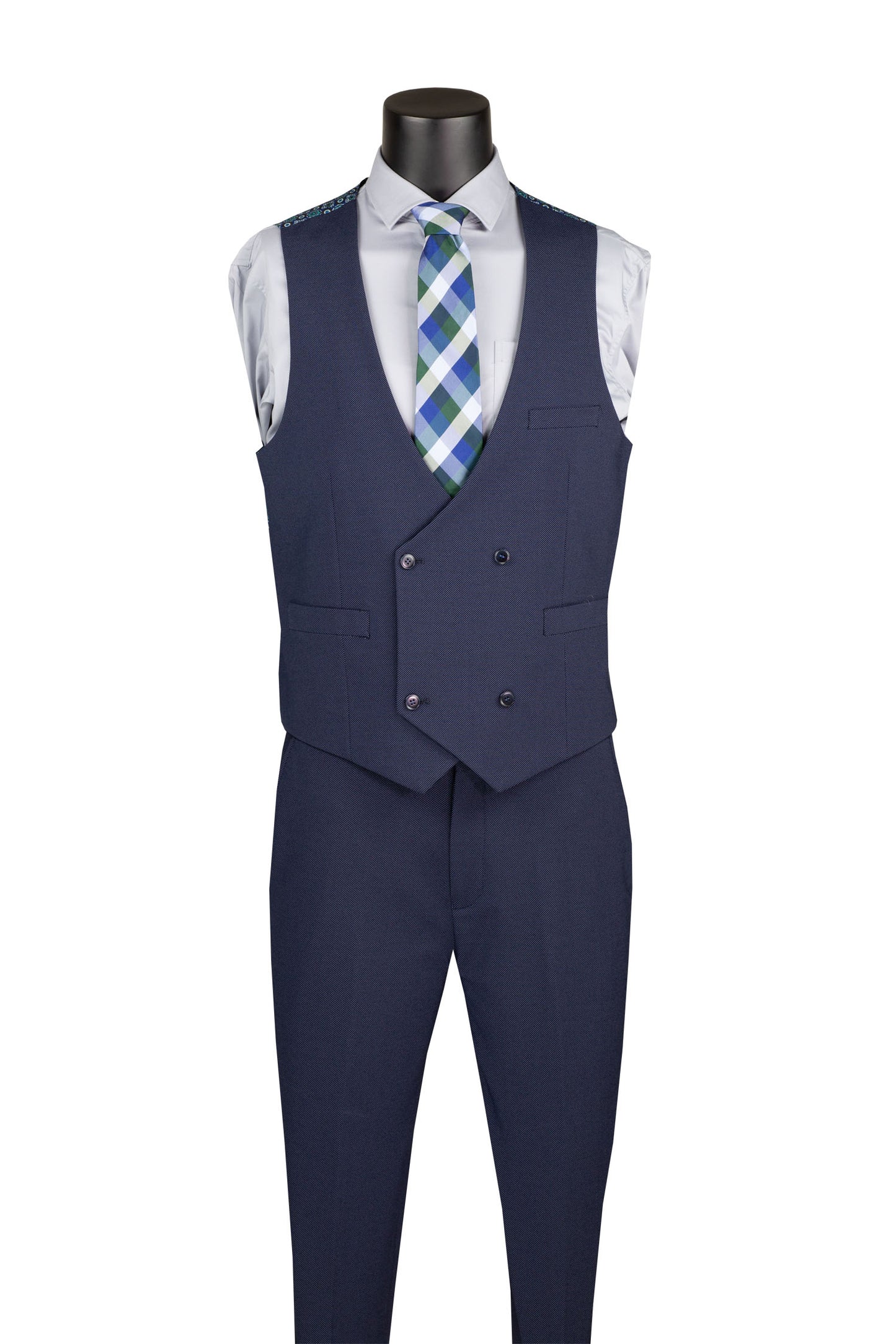 Vinci 3pc Super Stretch Fabric w/Adjustable Waistband Suit (Navy)