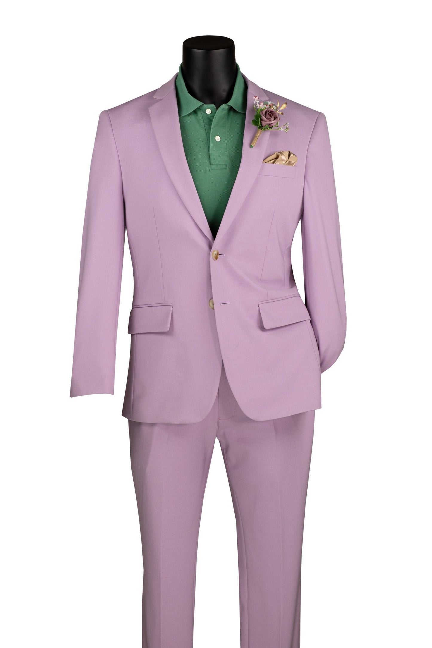 Vinci 2pc Slim Fit Single Breasted Super Stretch Suit w/Adjustable Waist (Lavender)