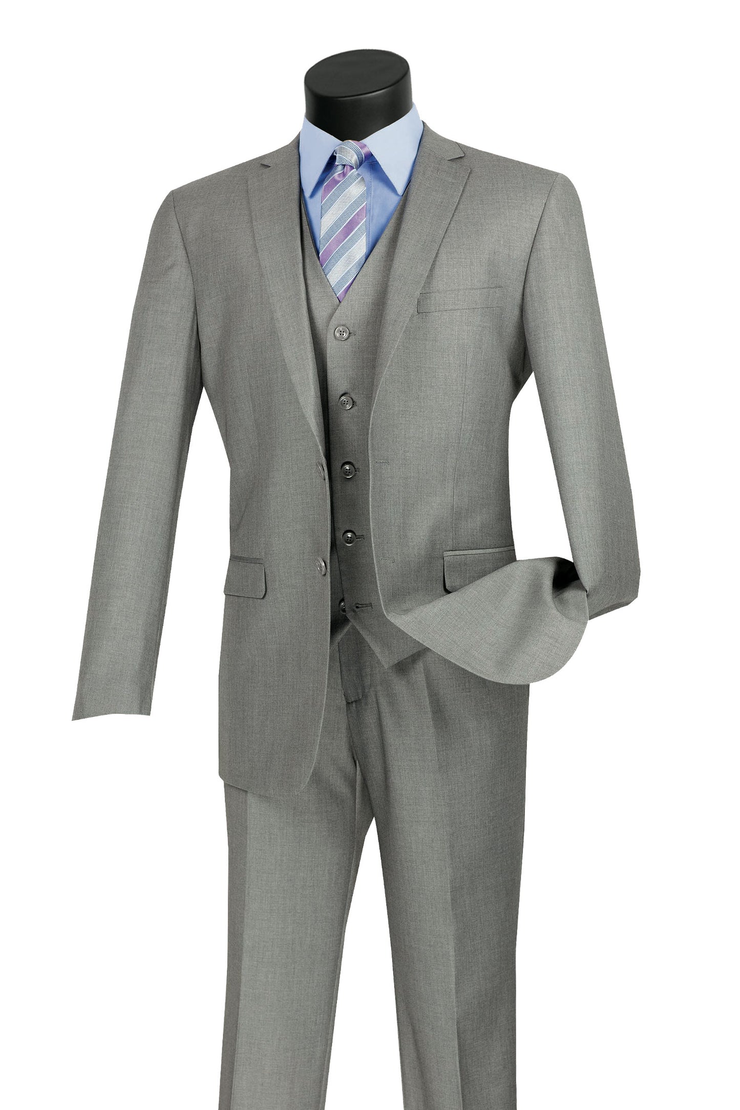 Vinci 3pc Slim Fit Single Breasted 2 button Suit (Medium Gray)